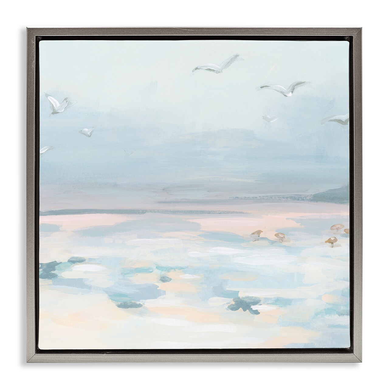 Stupell Industries Pastel Coastal Landscape Framed Floater Canvas Wall Art